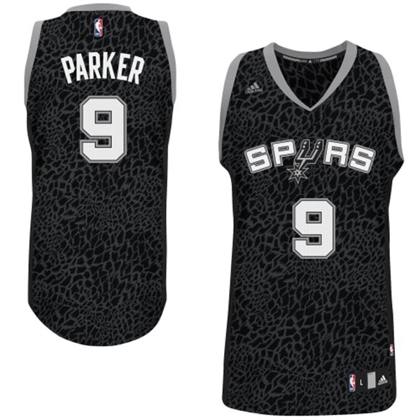 Men's  Spurs #9 Tony Parker Crazy Light Leopard Jersey